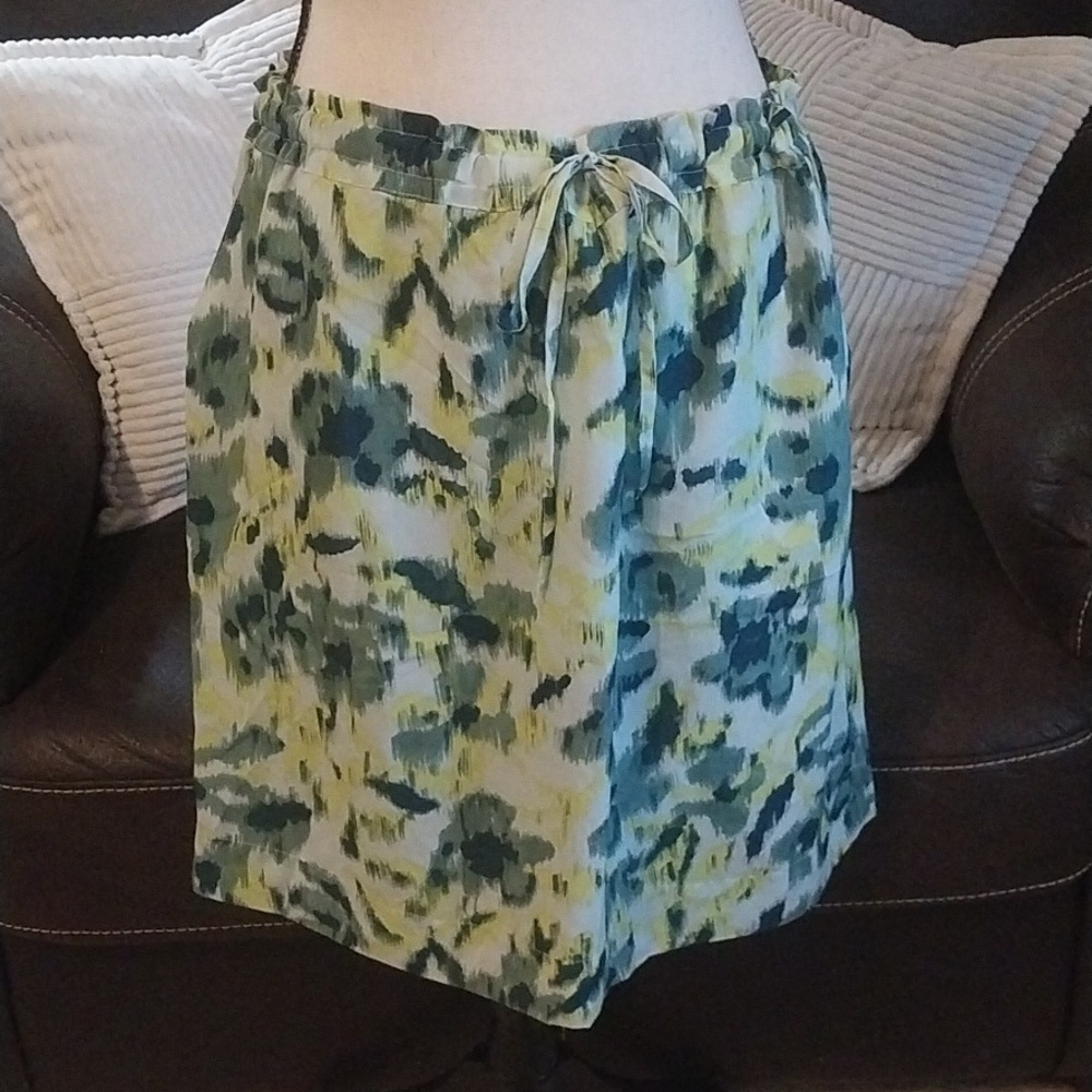 Joe Fresh Ikat Teal and Yellow Skirt Size L